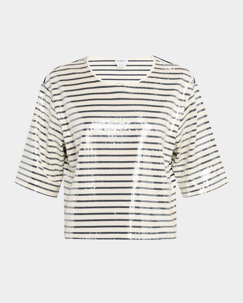 Gardone Boxy Striped Sequin T